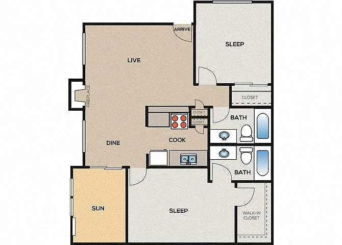 Floor plan B2 - Renovated