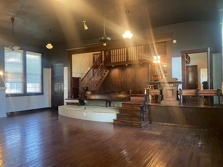 Main living space, dining area, loft and kitchen.