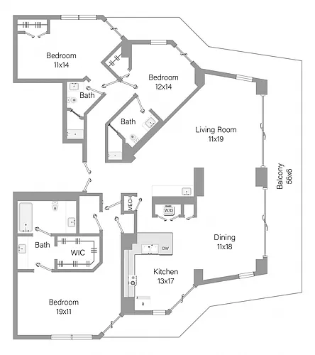 Floor plan C1 - 3BR 3BA (2022 SF)