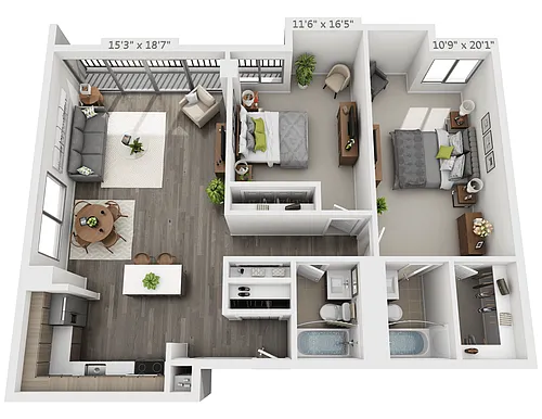 Floor plan Two Bedroom C4