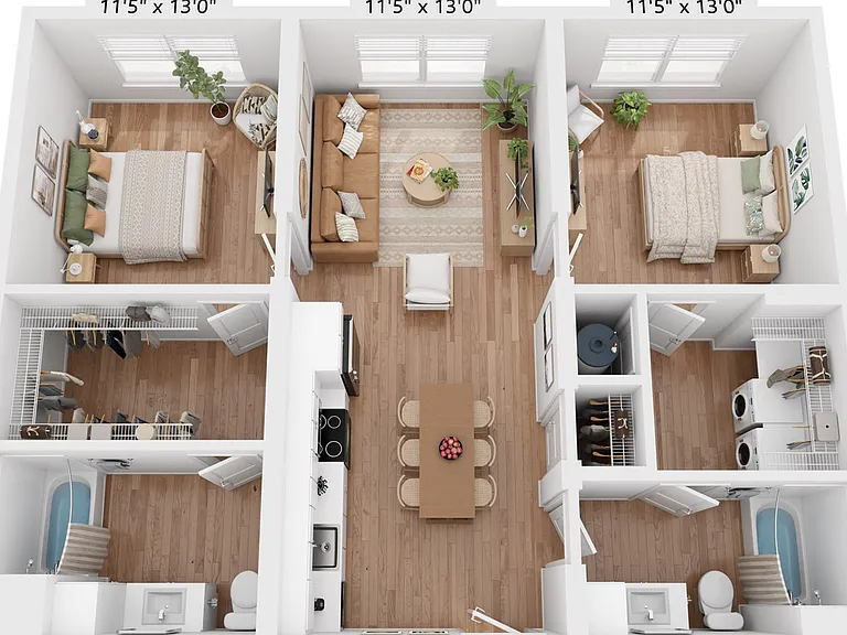 B1H | 2x2 | 994 sf B1H | 2x2 | 994 sf
