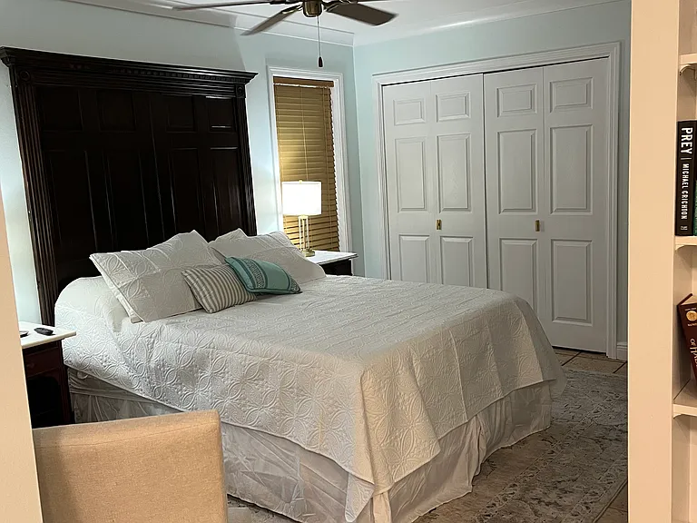 One Bedroom with Queen Bed furnished linens and towels