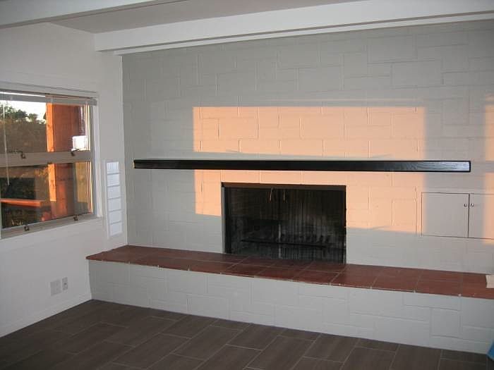 Living room and fireplace