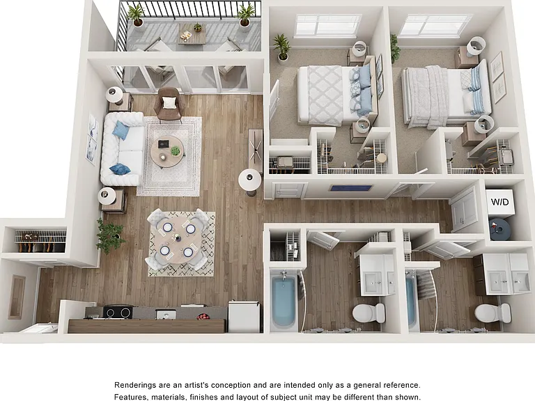 Two Bedroom two bath w/entry