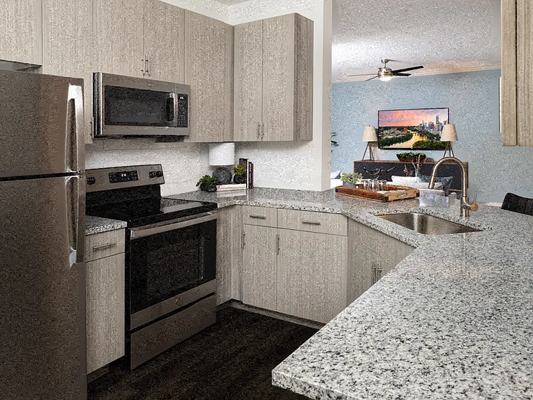 Beautifully remodeled kitchens feature stainless steel appliances
