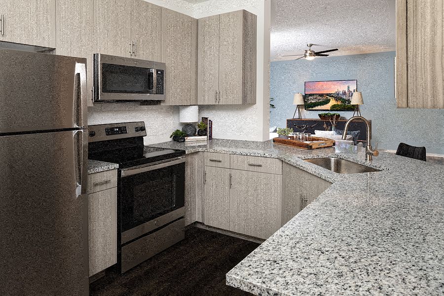 Beautifully remodeled kitchens feature stainless steel appliances