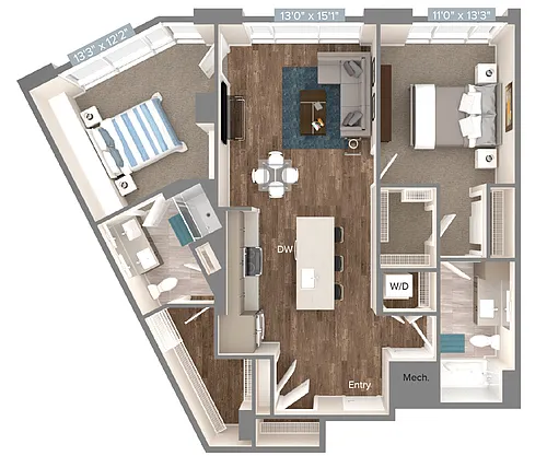 Floor plan B3-1145sf-U