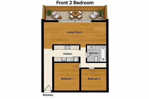 Floor plan 2 Bedroom 1st Floor