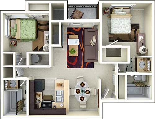 Floor plan 2x2 Luxury