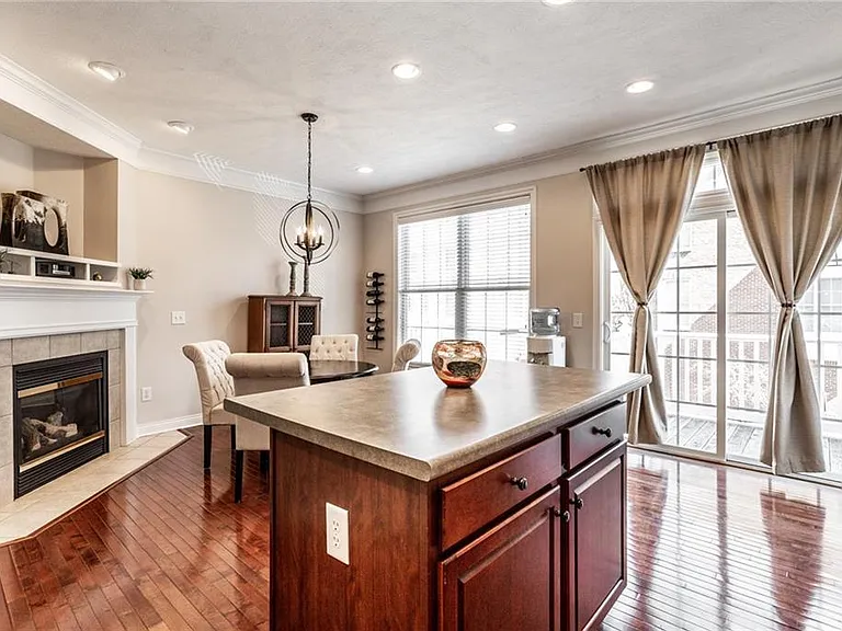 kitchen & dining area with gas-fire place