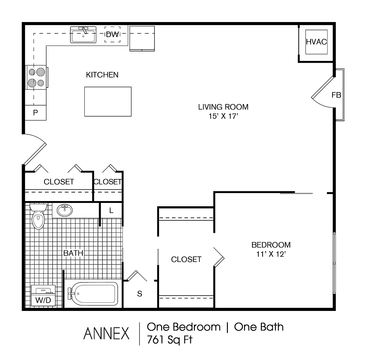 Floor plan Annex 1 Bedroom 1 Bath