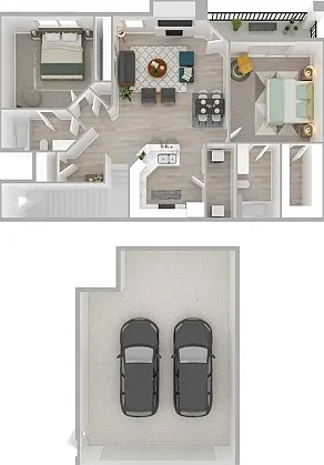2 Bedroom | 2 Bath | 985 SF | Attached Garage 2 Bedroom | 2 Bath | 985 SF | Attached Garage