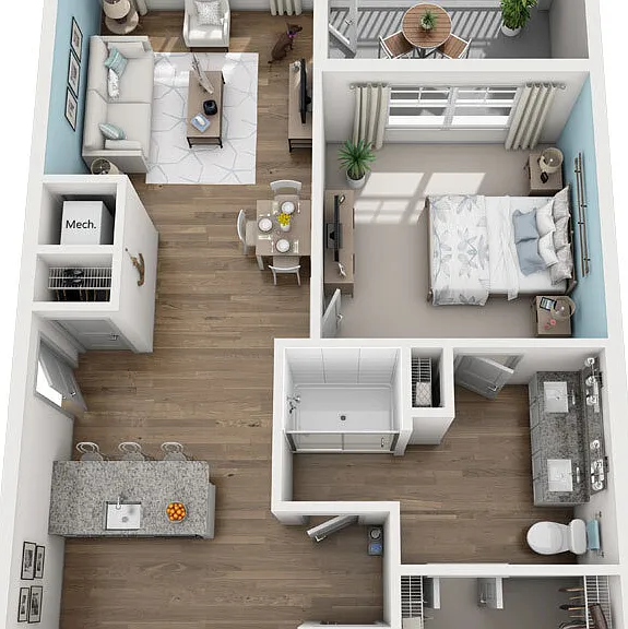 1B floor plan Element Barclay