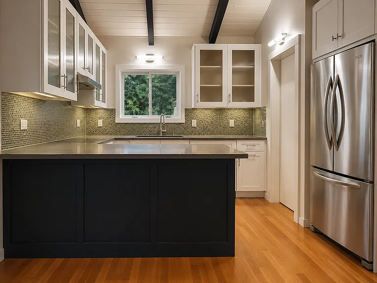 Kitchen with stainless steel appliances