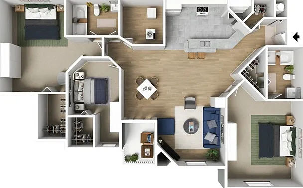 Three Bedrooms, Two Bathrooms, 1268 sqft, Laundry Room with Full-Size Washer/Dryer, Three Oversized Closets, Patio/Balcony or Solarium Three Bedrooms, Two Bathrooms, 1268 sqft, Laundry Room with Full-Size Washer/Dryer, Three Oversized Closets, Patio/Balco