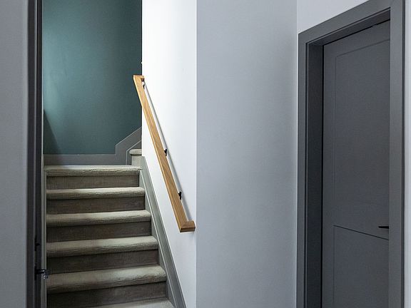 Private entrance to mudroom and garage entry