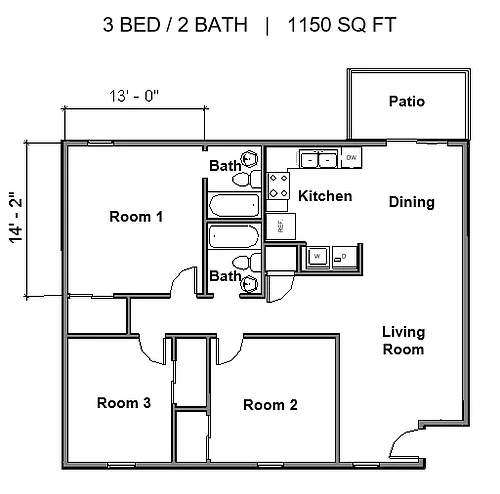 Floor plan 3 Bed 2 bath