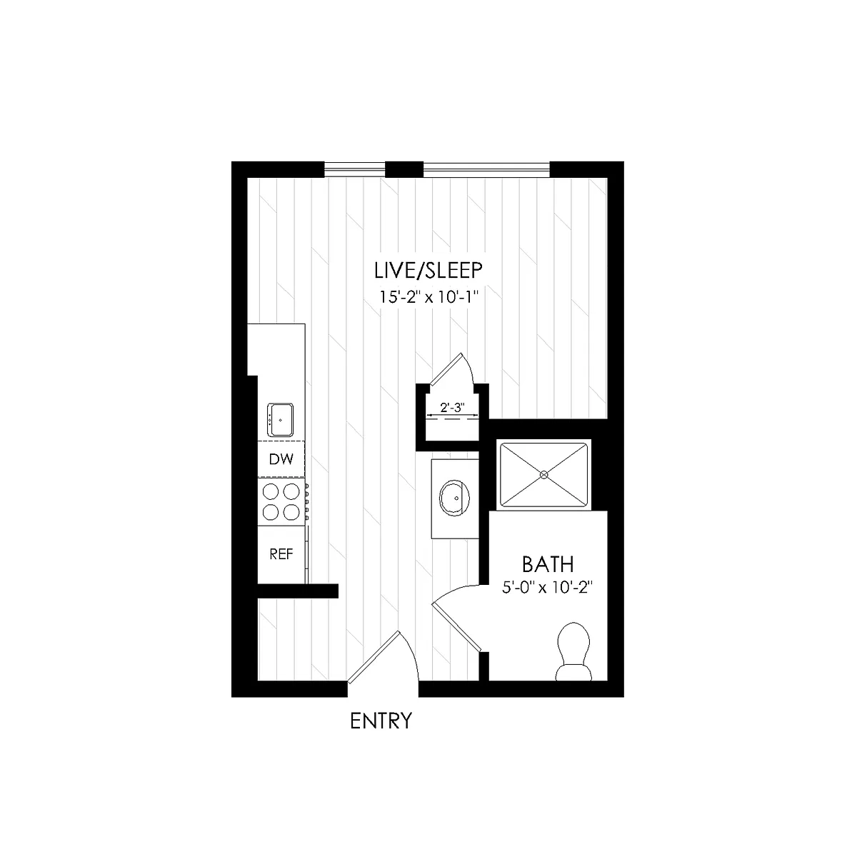 Floor plan Studio - Regular 320 sqft