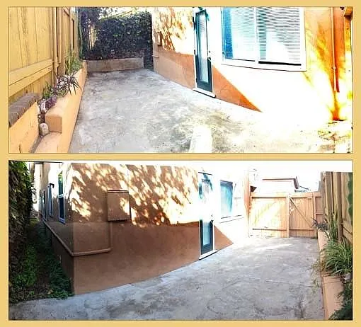 Large cement patio for extra living space.