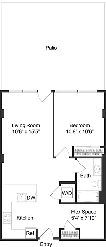 Floor plan One Bedroom Flex E1