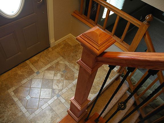 Custom Tile inlay, and Iron Railing.