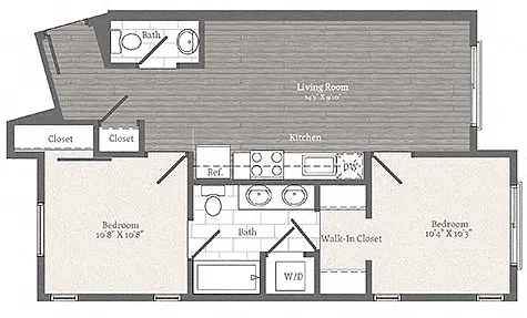 Floor plan Fulton 2 BD 1.5 BA