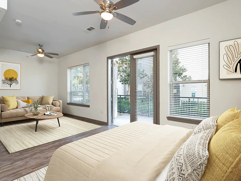 Living Area and Bedroom with Hard Surface Flooring