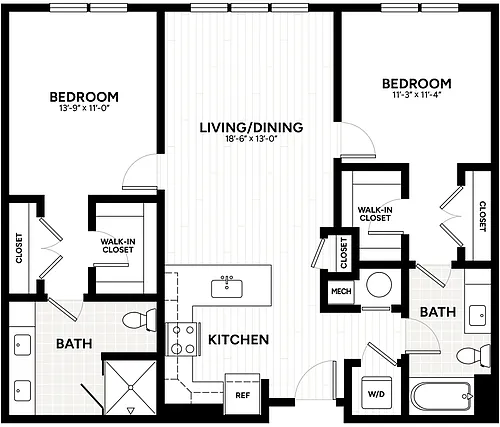 Floor plan 2 Bed/2 Bath-B3