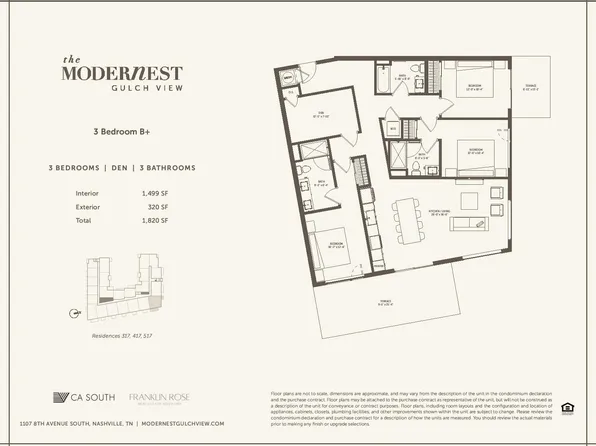 3 Bedroom Den Plan, Modernist Gulch View