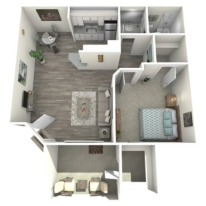 Floor plan 1 Bed 1 Bath B
