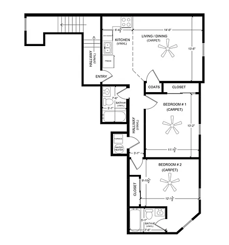 Floor plan 2 Bedrooms 2 Bath