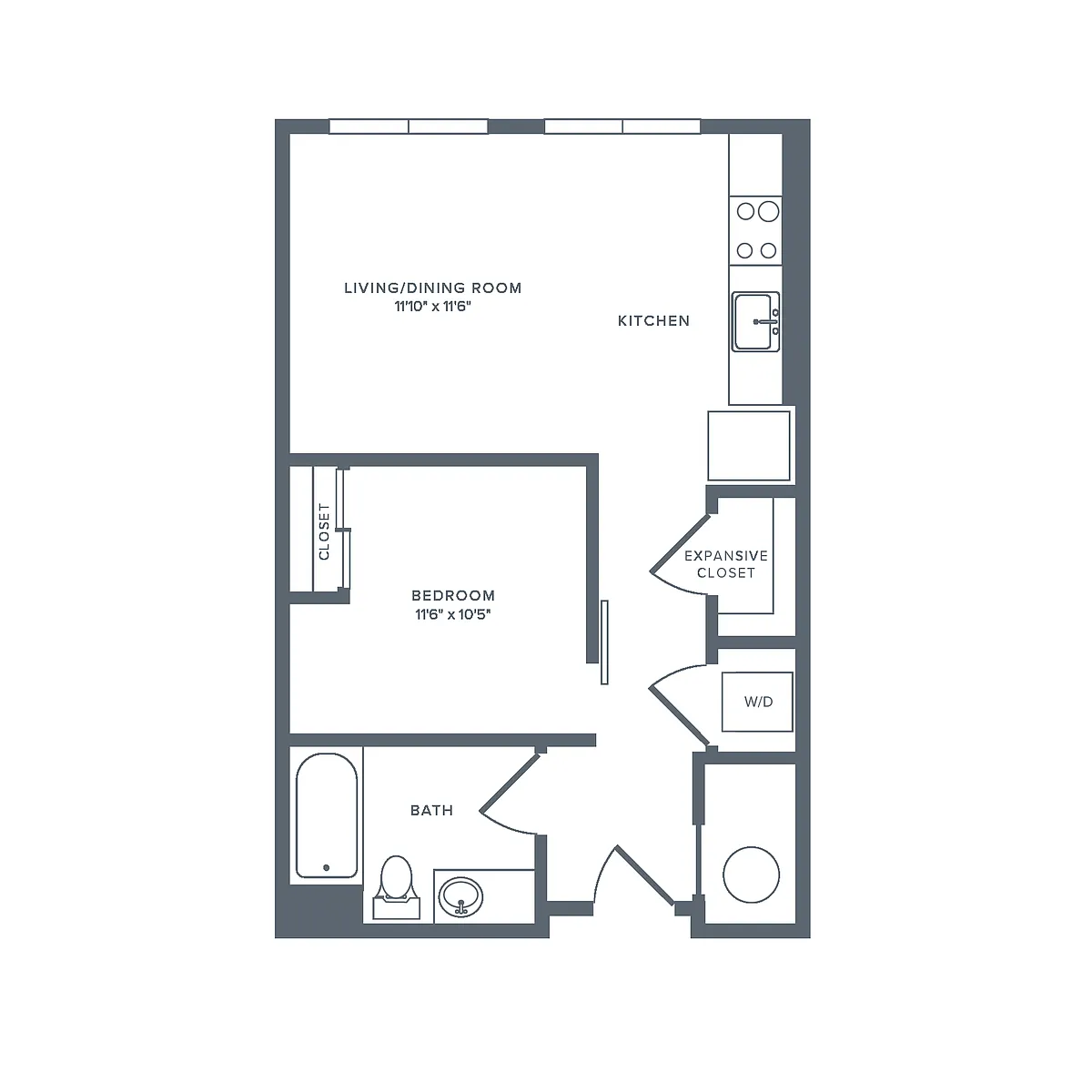 Floor plan S02R | Studio | 1 Bath