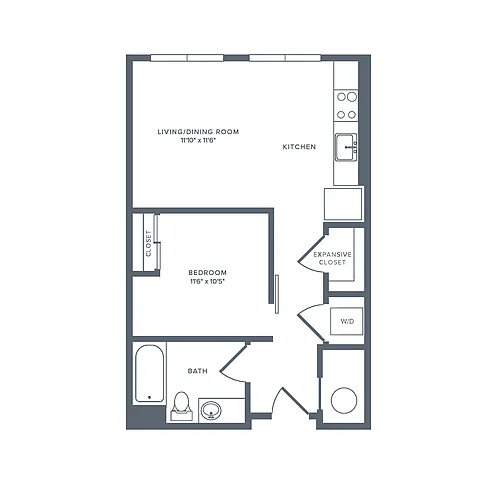 Floor plan S02R | Studio | 1 Bath