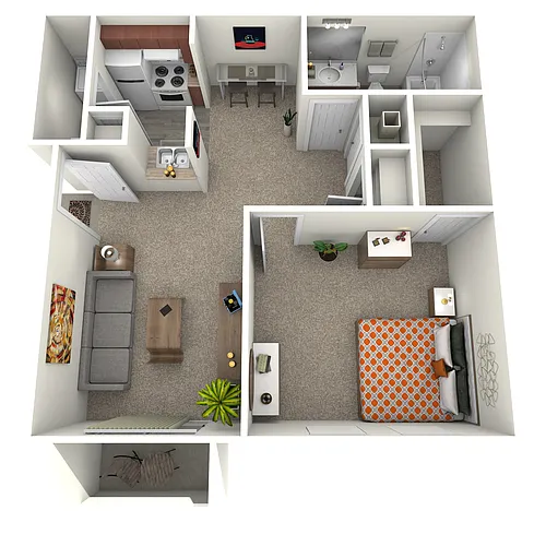 Floor plan Downtown - 1Bed, 1 Bath