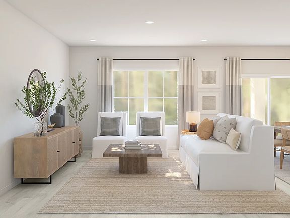 Great room with laminate floors