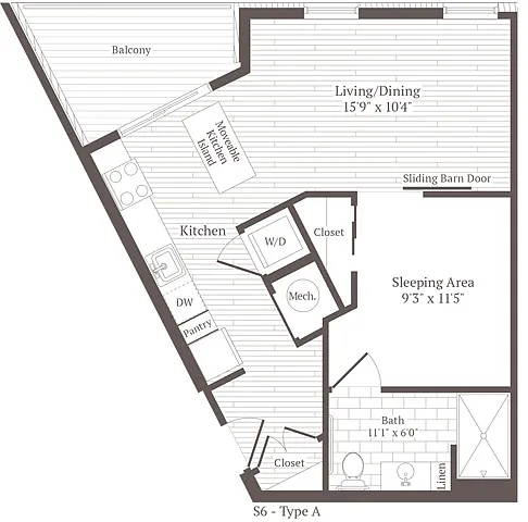 Floor plan Studio w-nook