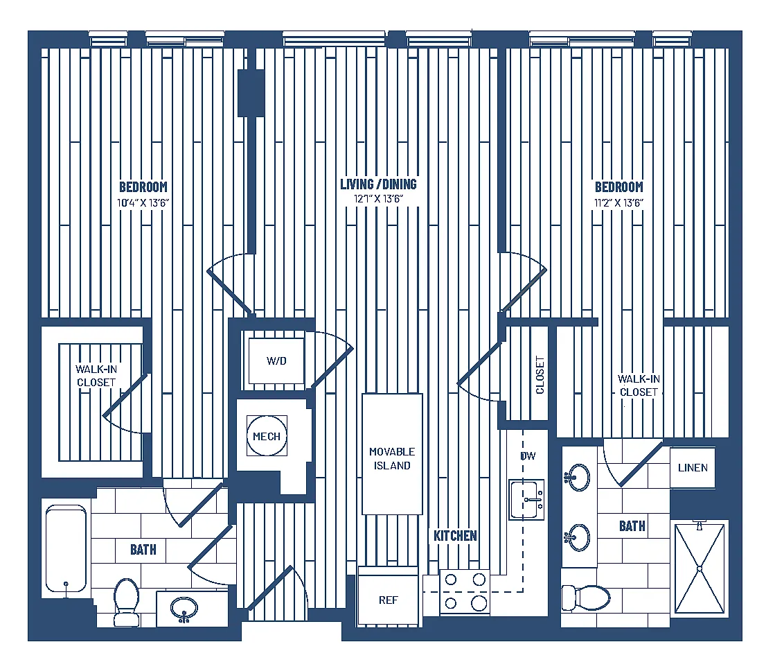 Floor plan 2 Bed/2 Bath-H2A