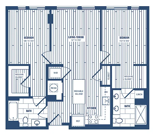 Floor plan 2 Bed/2 Bath-H2A