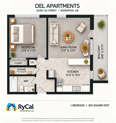 Floor plan 1 Bedroom 1 Bed 1 Bath
