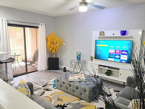Patio with pool view
