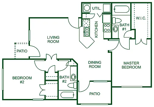 Floor plan Two Bedroom Two Bathroom-C 60