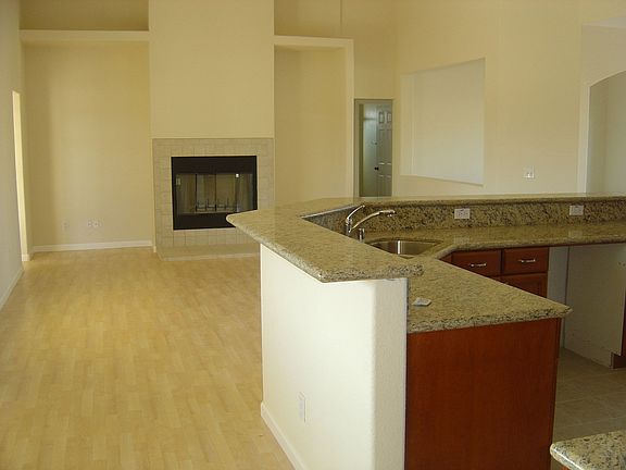 Granite counter overlooking the livingroom