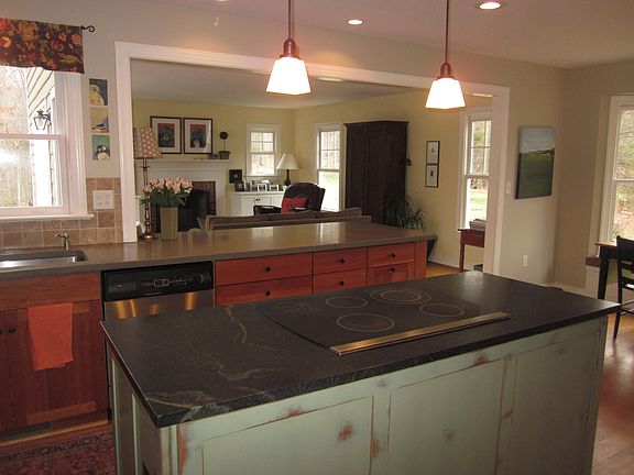 kitchen view into fam. room