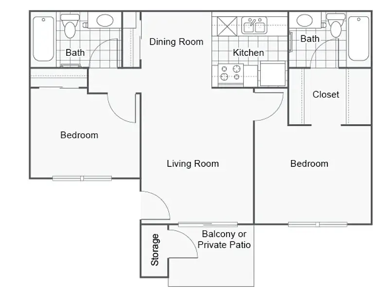 Floor plan 2 Bed 2 Bath