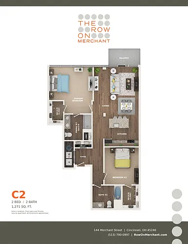 Floor plan 2 Bed, 2 Bath - C2