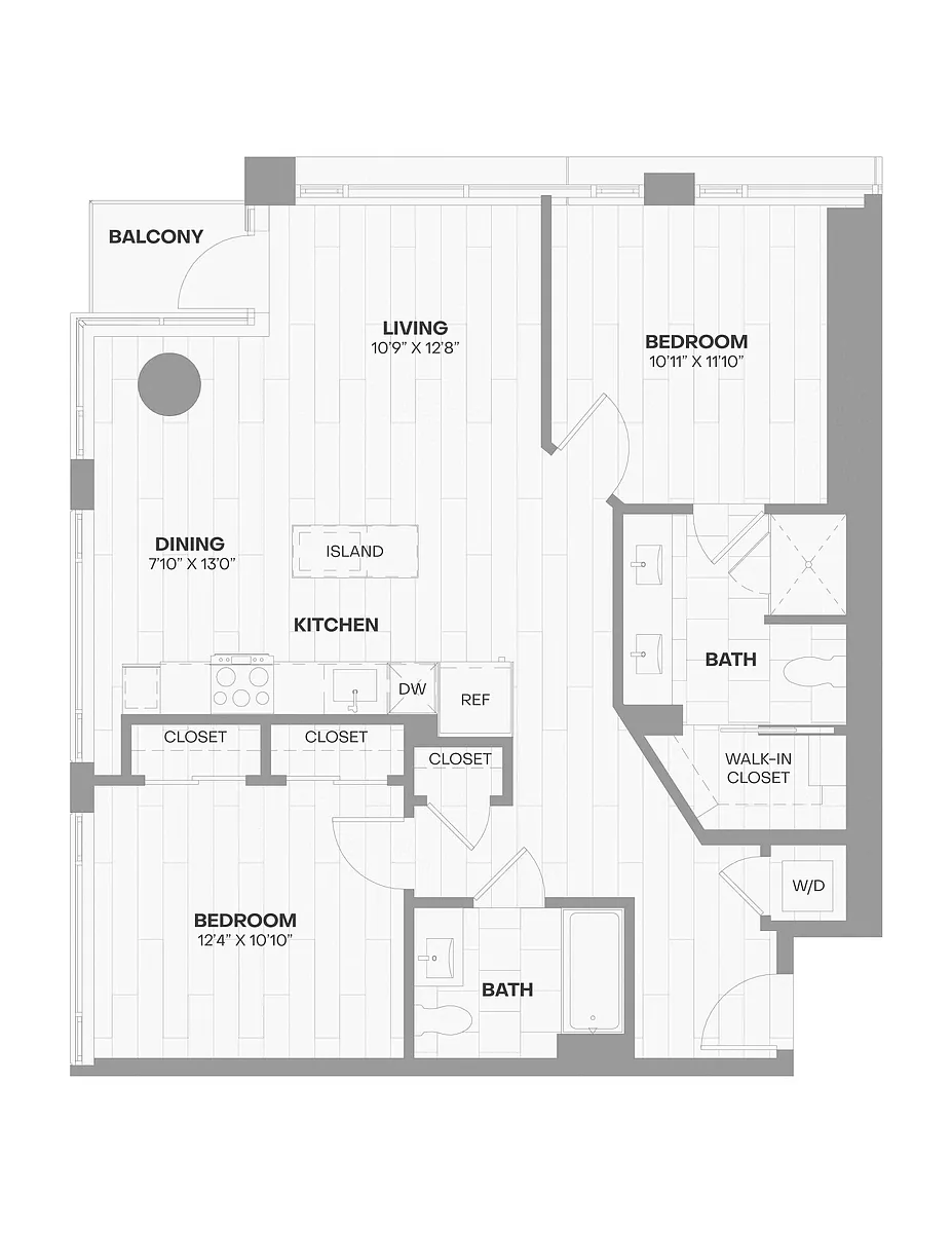 Floor plan 2 Bed/2 Bath-700