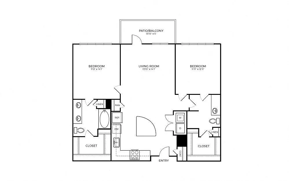 Floor plan B3-1 (Small Patio/Balcony)