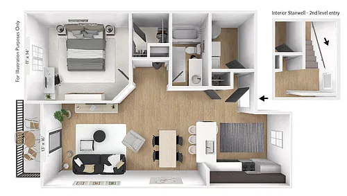 Floor plan The Latitude 1 BR 1 BA
