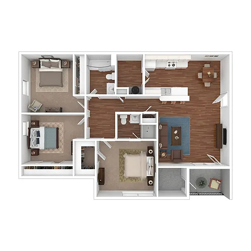 Floor plan 3 Bedroom, 2 Bath