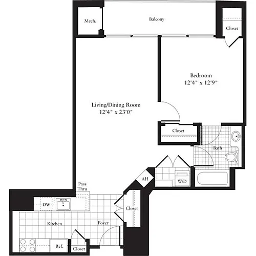 Floor plan 1 Bedroom H